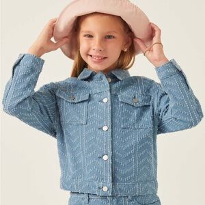 HAYDEN Girls Herringbone Blue Jean Jacket Size Small $65